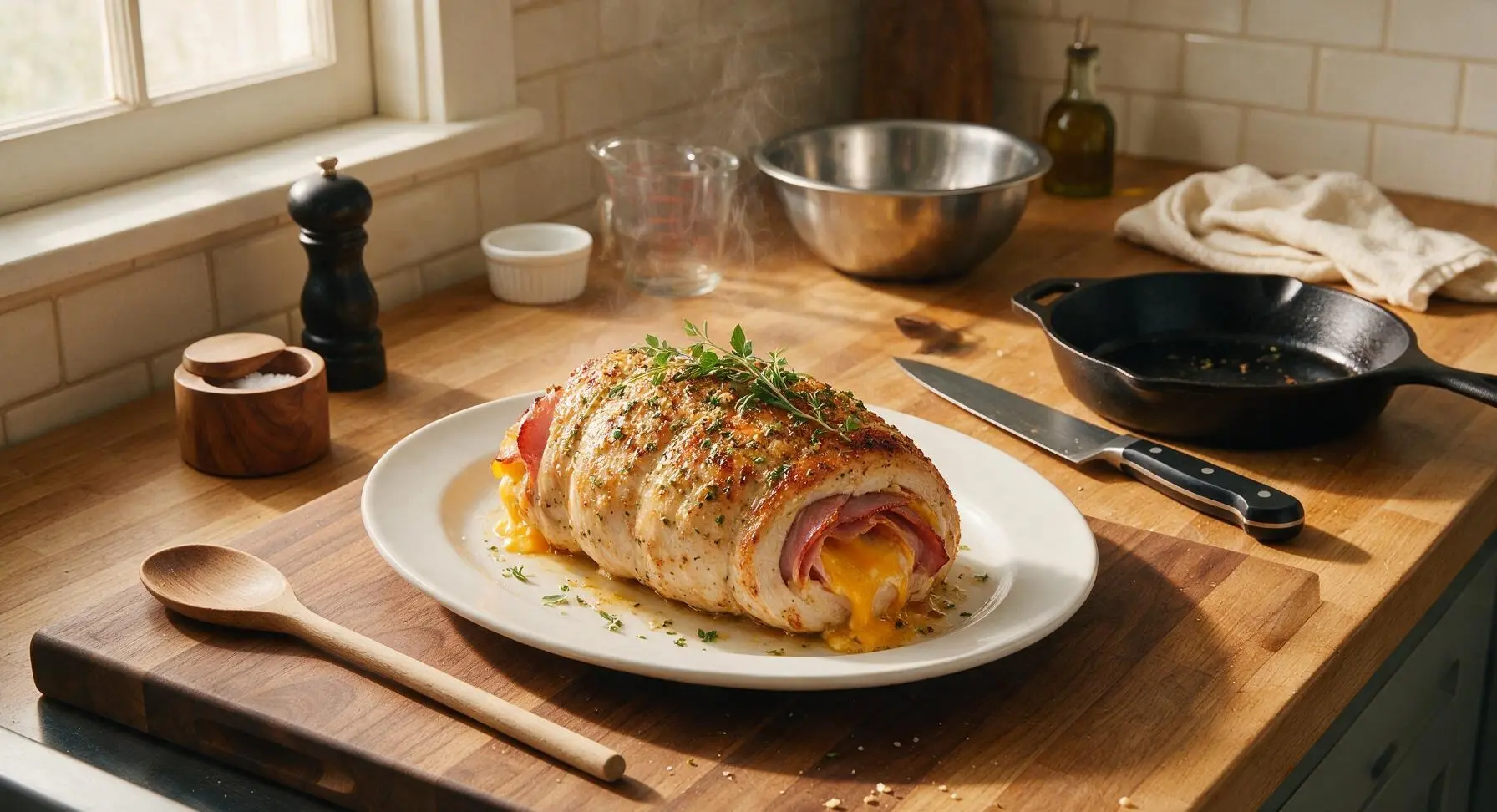 Ham Cheddar Stuffed Turkey Breast