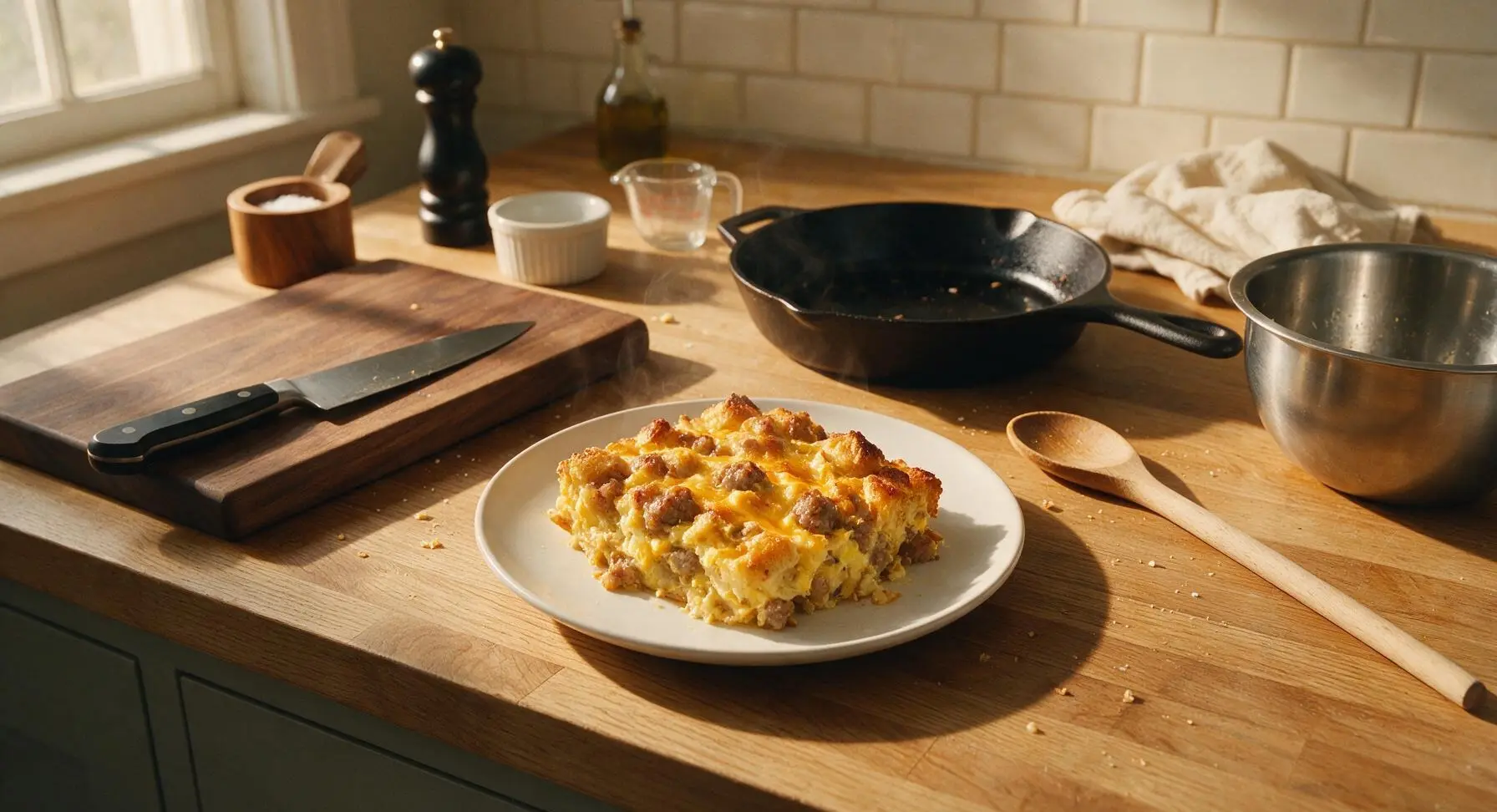 Breakfast Casserole (Sausage, Egg, Bread)