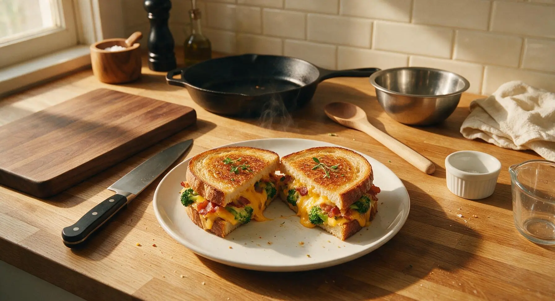Broccoli Bacon Grilled Cheese