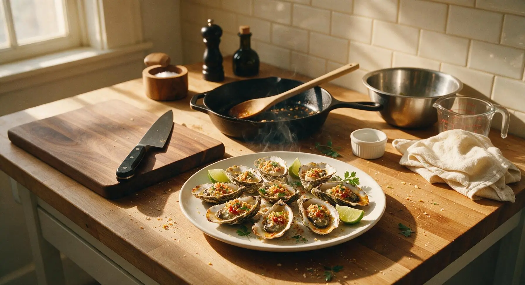 Oysters with Sriracha