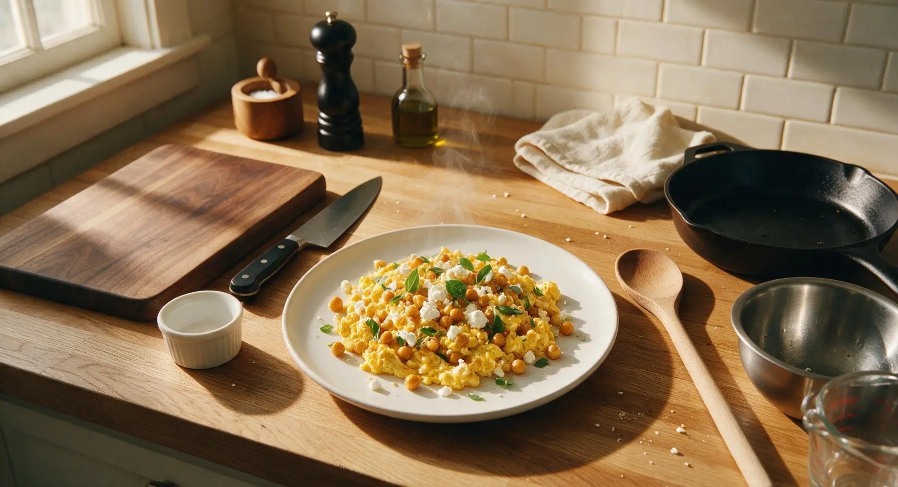 Chickpea and Feta Scrambled Eggs